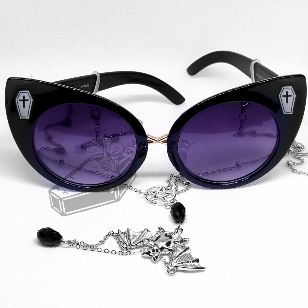 Cat Ear Coffin Sunglasses Handmade 100% Customizable US Seller